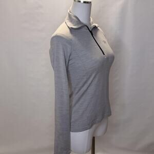 Icebreaker Merino Pullover Womens Small Gray Half Zip Base Layer Thumbholes